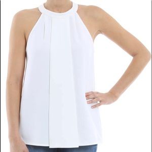 Michael Kors (NWT) White Sleeveless Halter Flared Top - XL